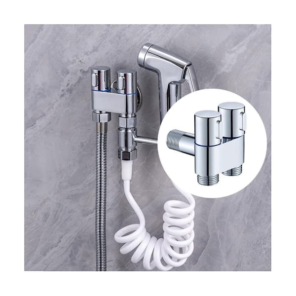 Mini Multifunksjonskran Messing 1 Inn 2 Ut Dobbel Kontroll Vaskemaskin Krom Kran for Vask M Silver