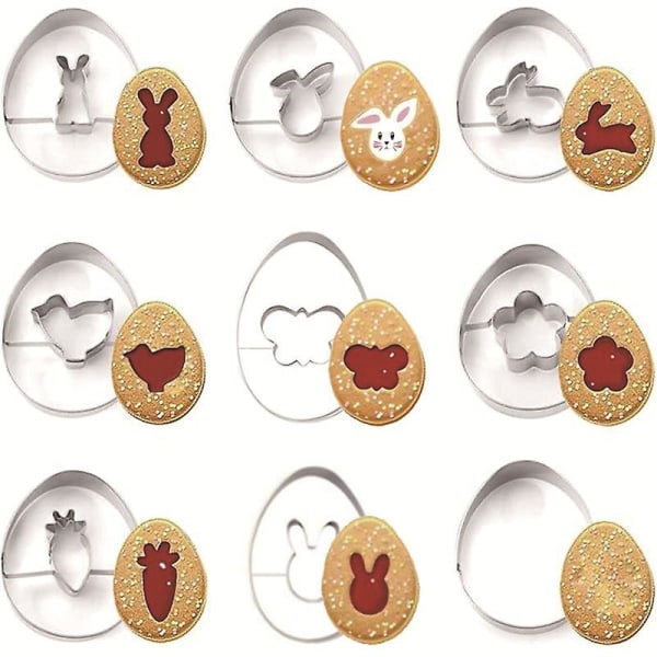 Cookie Cutter Easter 8Pcs - Mini Linzer Rustfrit Stål Biscuit Bage Udskærere