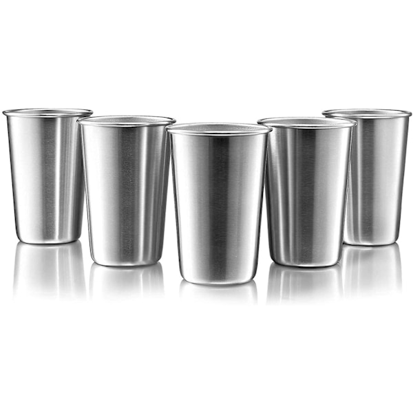 Rostfritt Stål Pintglas - Stapelbart Pintglas Resemugg - Metallmugg För Utomhusdrickande - 500ml Återanvändbar Stålmugg - Set Om 5