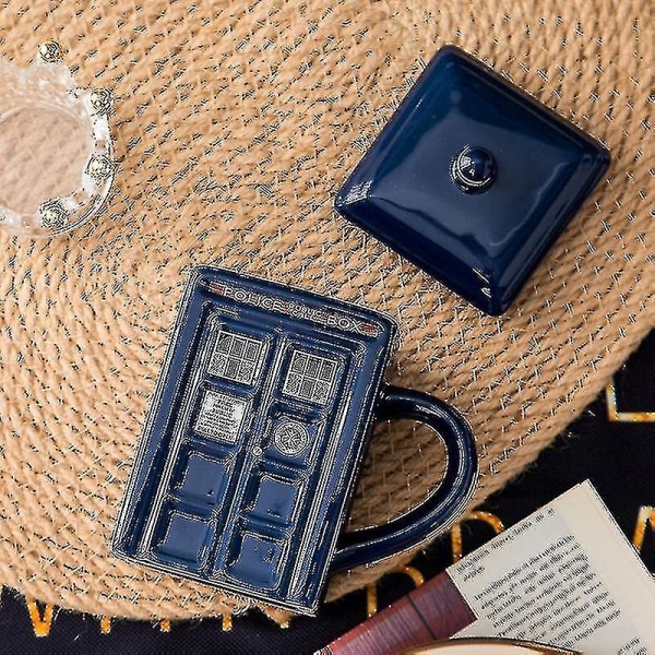Doctor Who Tardis Mugg Kaffe Tekopp Polislåda Keramisk Mugg Med Lock Cover Födelsedagspresent