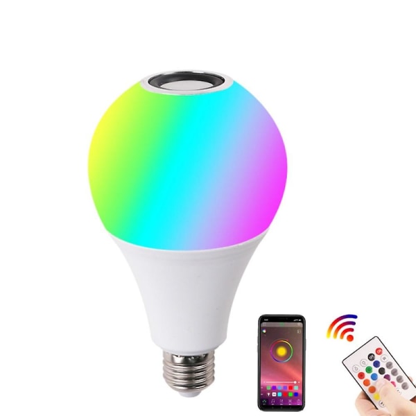 E27 Farverig dæmpbar LED-pære Trådløs Bluetooth-højttaler Musik Smart App Fjernbetjening A03