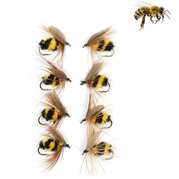 10 stk/lot Insekter Bee Lure Fiske Tørr/våt Bee Swimbaits Båt Topwater lokker 12