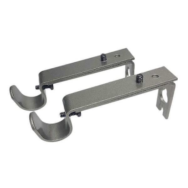 2 Stycken Justerbara Metall Gardinstång Väggfäste Krok Hållare Silver Grey