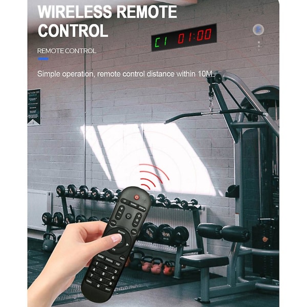 Stort Gym Timer Clock Gym Stopur Nedtælling/op, Workout Timer Interval Ur