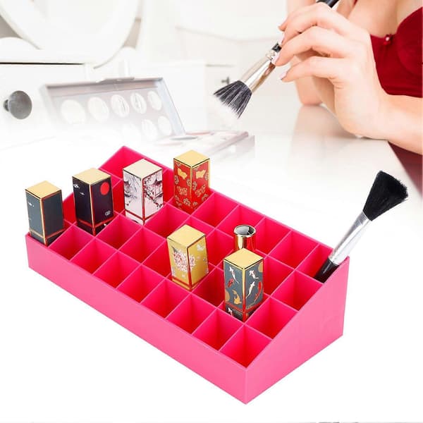 36 Gitre Makeup Organizer Opbevaringsboks Display Stand Kosmetisk Desktop Læbestift Rack Beholder Pink