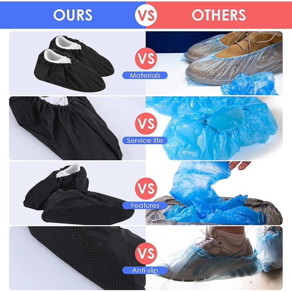 Ett par vattentäta skoöverdrag för män Kvinnor Barn Återanvändbara Anti-halk Tvättbara för hemmet Svart One Size