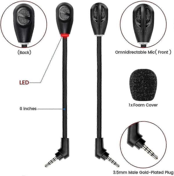 3,5 mm erstatningsmikrofon kompatibel med Hyperx Cloud Flight/Flight S - S