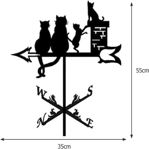 Metallvindflöjel - Trädgårdsflöjel - Trädgårdstakfäste - Katt