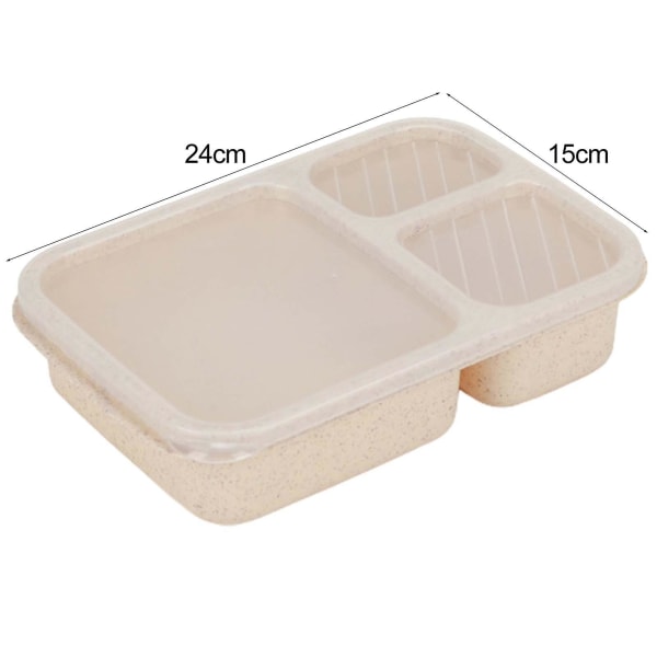 4 stk 3-rums madkasse Mikrobølgesikker Bento-boks med gennemsigtigt låg Food Grade Meal Prep Container