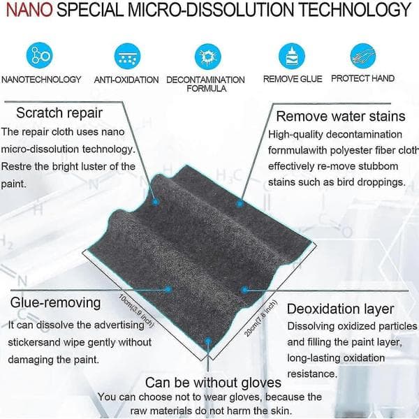 2 stk. Nano Sparkle Klud, Til Bilridser, Multifunktionel Ridsefjernerklud til Biler