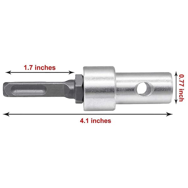 Elektrisk drillbitadapter, 4,1 tommer lang gjeng nøkkelløs drillbit chuck adapter rund skaft, Suita Silver