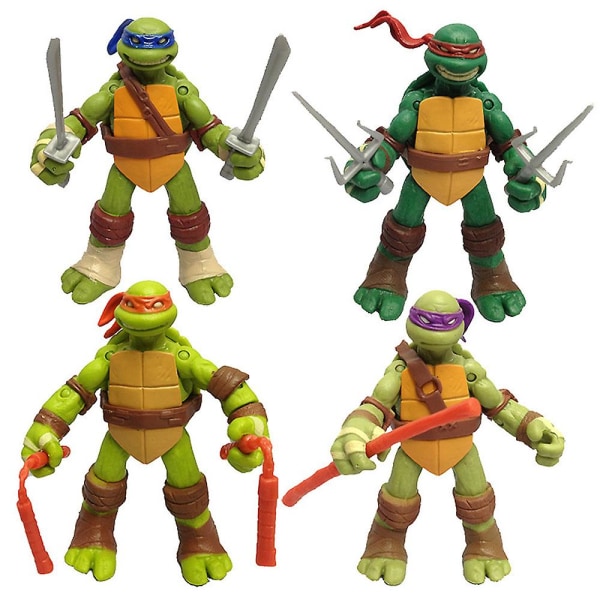 4st Teenage Mutant Ninja Turtles Actionfigurer Leksaker Modell Dockor Barn Pojkar Flickor Fläktar Lekset Födelsedagspresenter