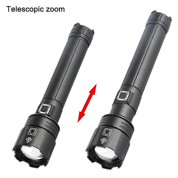 Superstarka LED-ficklampor, Uppladdningsbar LED-ficklampa 10000 Lumen, Taktisk ficklampa med hölster, Cree Xhp70.2, IP67 Vattentät, 5 ljuslägen, För Cam