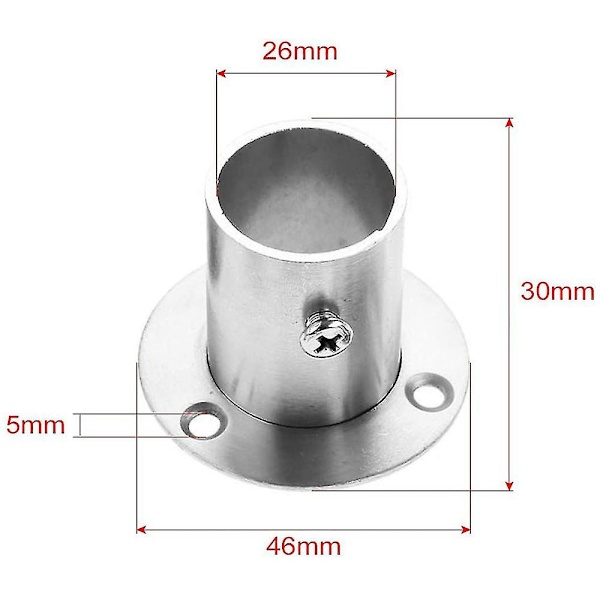 2 kpl pyöreitä teräsputkikiinnikkeitä, vaatetelineen pidike 25mm