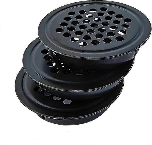 10 STK Rustfrit Stål Luftventil 25mm, Cirkulært Net, Sort Cirkulær Ventilationsrist, Ristdæksel, Luftventil Ristdæksel Ventilation af Skab, B