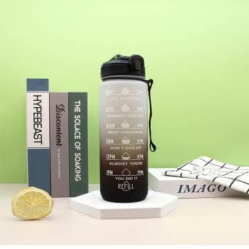 Regnbåge Vattenflaska Sport Gym Plast Vattenkopp, 1000ML black