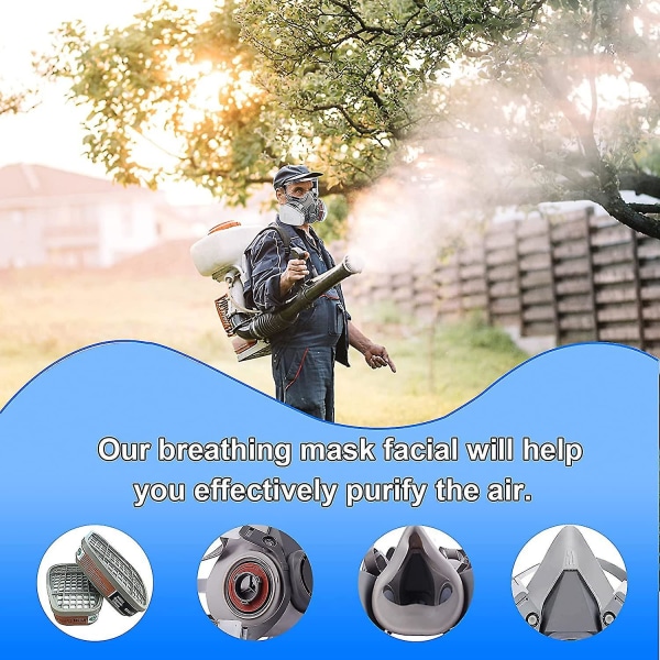 Cover, skyddsskydd för damm, gasmask med filter, för färg, damm och formaldehyd, sprutning