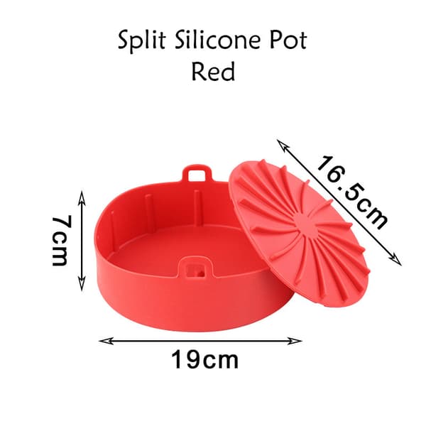 Airfryer Silikonegryde Non-Stick Bageværktøj Split Pot Pande Red 16cm