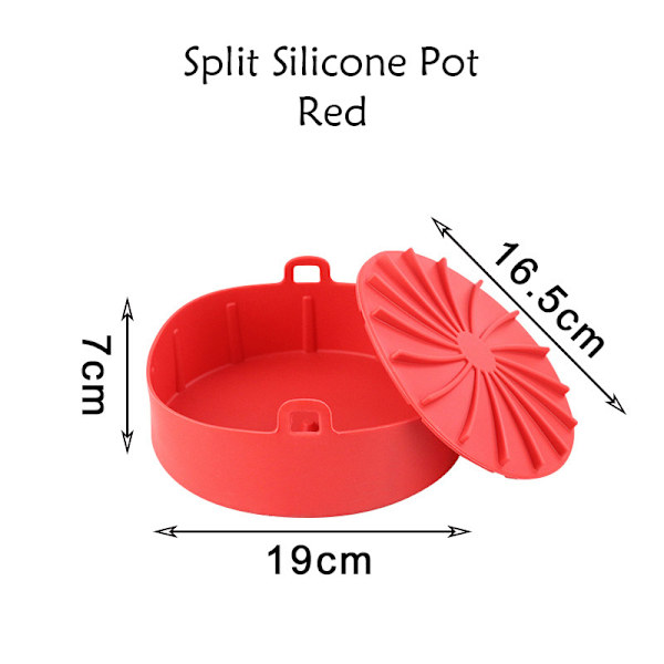 Airfryer Silikongryte Non-Stick Bakeverktøy Delt Grytepanne Red 16cm
