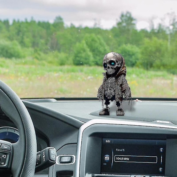 Skjelettbiltilbehør Halloween Skjelettdekor Skull Dashboard Dekor Stående skjelettpynt For Halloween Punk Skjelett D