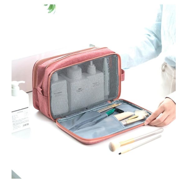 Kosmetisk väska, vattentät kosmetisk väska Unisex kvinnor män Funktionell bärbar kosmetisk väska Kit med tre fack Svart, 24 * 14 * 9 cm