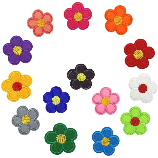 48 stk. Fargerike blomsterlapper for klesreparasjoner og dekorasjoner (12 farger)