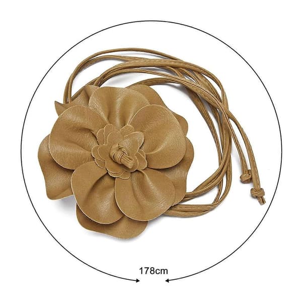 Boho Blomster Midjebälte för Kvinnor Flickor Blommig Konstläder Rep Midjeband Bröllopsklänning Tunt Midjeband Wine Red One Size
