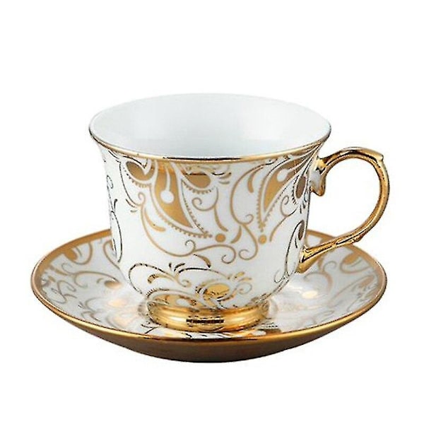 Kaffekopp med blomst gullkant Temug luksus porselenskopp og skål espressokopper hjemme