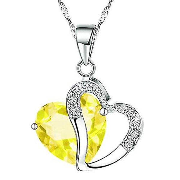 Boolavard® TM Fashion Osterreic tsjekkisk krystall hjerteformet anheng halskjede + gaveeske gul …