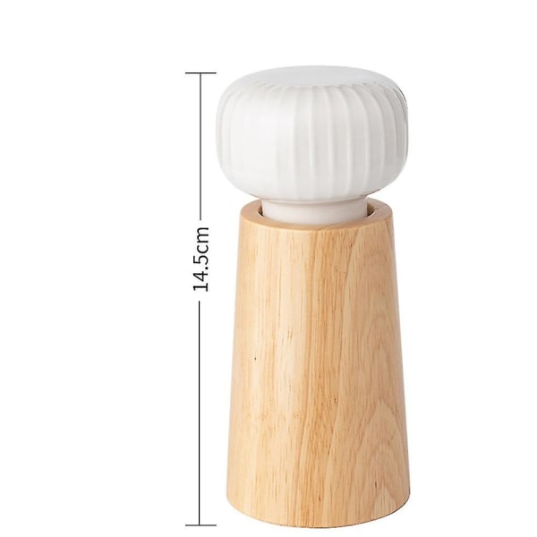 2024 - Puusta ja keraamista valmistettu suola- ja pippurimylly - pippurisiristimellä säädettävä maustemylly White 14.5cm