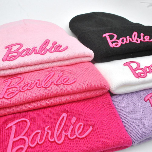 Lasten Barbie-neulottu hattu Pipo Syksy Cap Ulkoilu Lippalakki Barbie-faneille Hattu Lahjat Pink