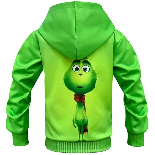 Kids Boy The Grinch Hættetrøje Juletrøje Sweatshirtjumper Green 11-12 Years