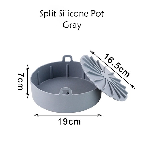 Airfryer Silikongryte Non-Stick Bakeverktøy Delt Grytepanne Gray 19cm