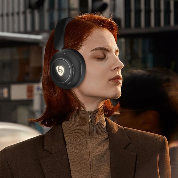 Langattomat Bluetooth-kuulokkeet korvan yli mikrofonilla, melua vaimentavat kokoontaitettavat kevyet kuulokkeet, upea basso urheiluun, matkoille ja kuntosalille
