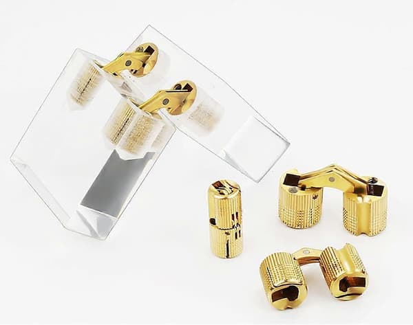 Sæt med 4 cylindriske hængsler usynlige hængsler messing tøndehængsler usynlige hængsler cylindriske messinghængsler (8 mm)