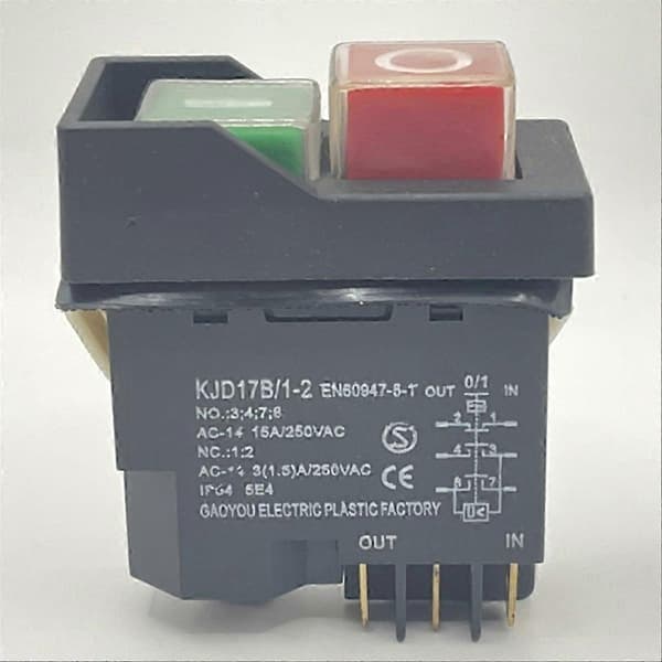 KJD17 6-benede elektromagnetiske start-trykknapkontakter 15A AC250V Black