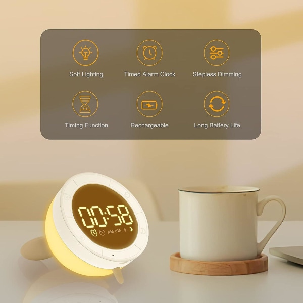 Väckarklocka Barn Digital, Barn Väckarklocka Med Nattlampa Snooze Timer Funktion Söt Väckningslampa Väckarklocka För Barn Sovrum Pojkar Flickor Vuxna