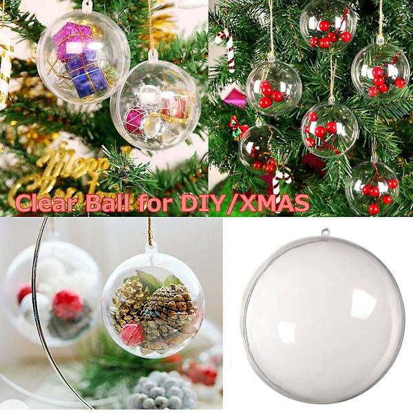 Jul 2023 Udsalg og Clearance 5 stk. Klare Plastikkugler Julekugler Kugle Fyldbar Træ Ornament
