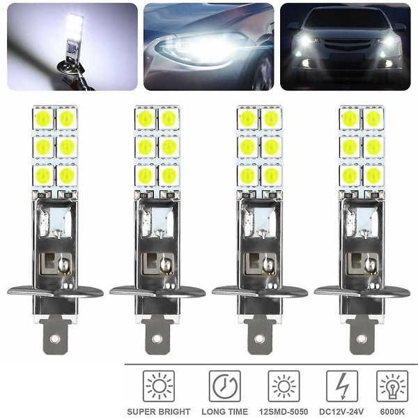 8 STK H1 6000K superhvit 80W LED-hovedlyspærersett tåkekjøringslys silver