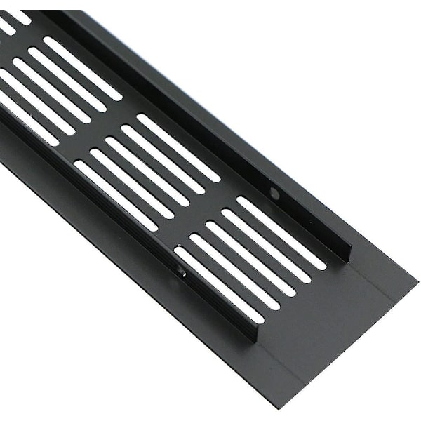 2-pak rektangulær aluminium dørventilationsrist 250x50 mm insektbeskyttelse til RV, garderobe, køkken osv. - Sort