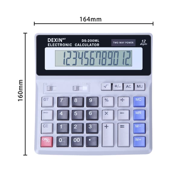Skrivbordskalkylator med stor digital display, dubbeldriven kalkylator, solcellsdriven dator