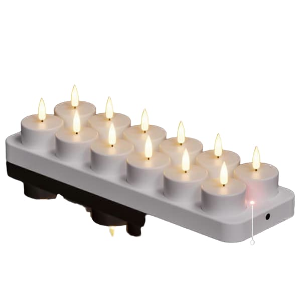 Oppladbare LED-lys, 12-pakning flammeløse telys [JUN]