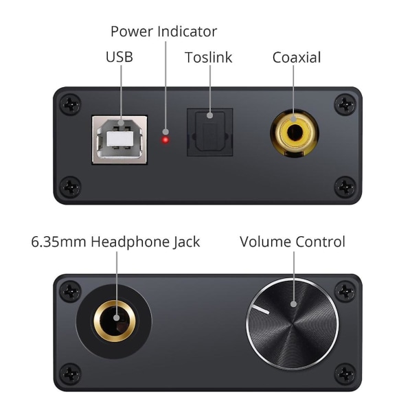 Usb Dac Audio Converter Adapter med hodetelefonforsterker Usb til koaksial S/pdif digital til analog 6.