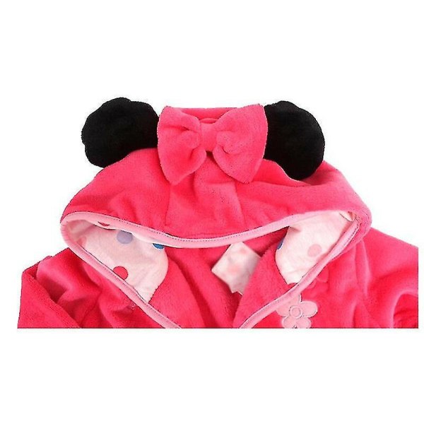 Børn Drenge Piger Hættebadekåbe Mickey Minnie Morgenkåbe Nattøj Nattøj Pyjamas Rose Red Minnie 4-5 Years