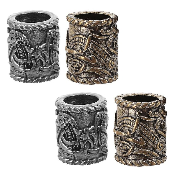 4 stk Viking Style Dreadlocks Perler Hårflettedekorer Hårskjeggdekorer