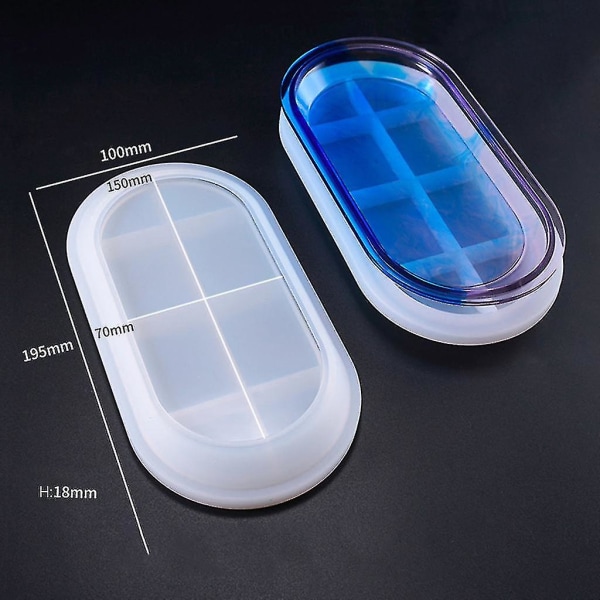 Krystal Epoxy Form DIY Håndlavet Elliptisk Flad Bundplade Highlight Spejl Silikoneform