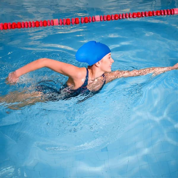 Badehette for langt hår, Stor badehette for kvinner Vanntett silikonbadehette for langt hår, Badehette for voksne Svart