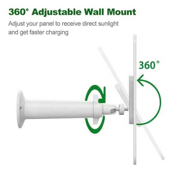 Solcellepanel 4W for Eufy Eufycam 2/2 Pro/2C/2C Pro/E Veggfeste med 3 meter strømkabel hvit 1 stk y