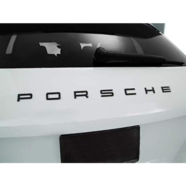 Glans sort Porsche-bogstaver bagstøvle-emblem til 911 Carrera Cayenne Turbo Gt3
