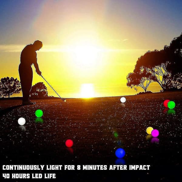 6 stk LED Glow Golfbolde, Blinkende Glødende Golfbold, Natglød